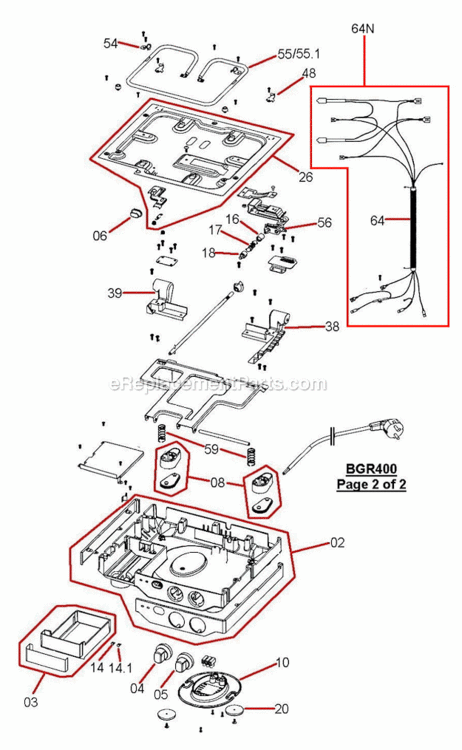 Page B Diagram and Parts List for BGR420XL  Breville Grill