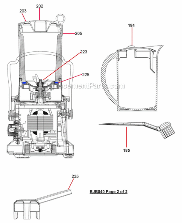 Page B Diagram and Parts List for BJB840XL  Breville Juicer