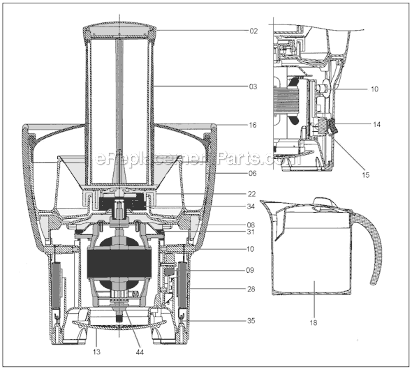 Page B Diagram and Parts List for BJE200XL  Breville Juicer