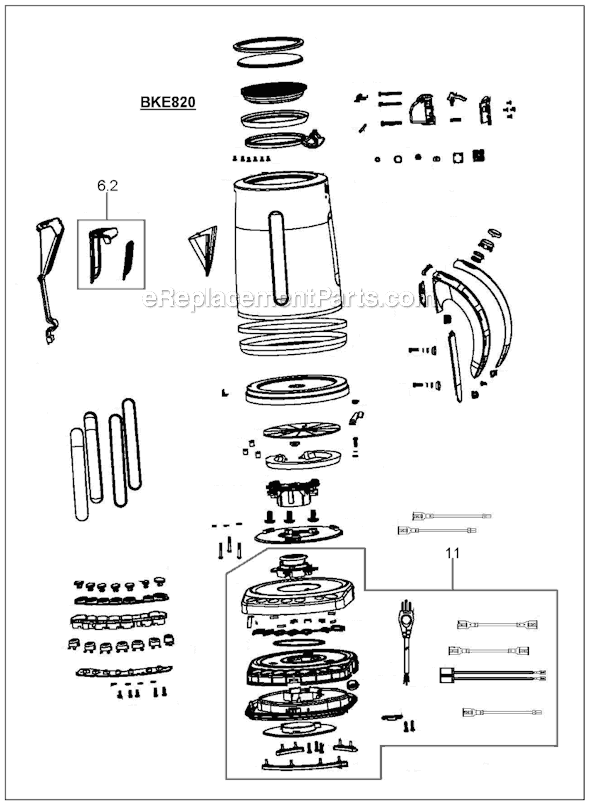 Page A Diagram and Parts List for BKE820XL  Breville Kettle