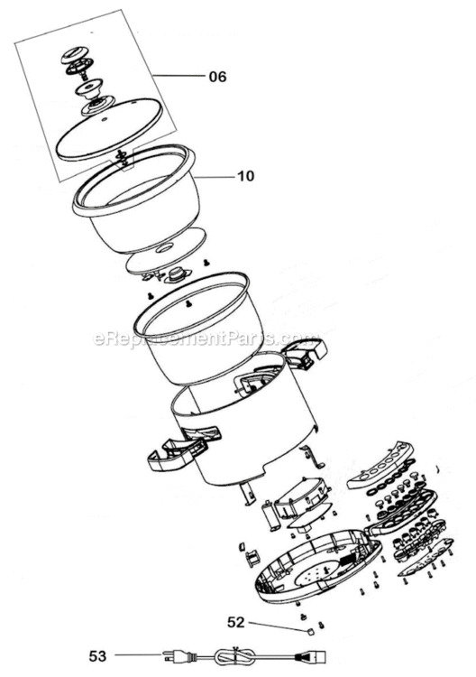 Page A Diagram and Parts List for BRC600XL  Breville Rice Cooker Steamer