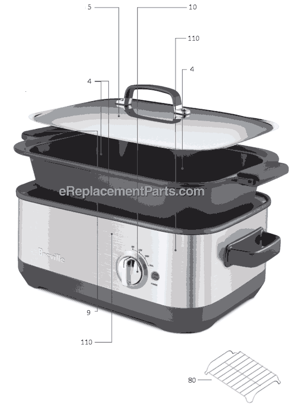 Page A Diagram and Parts List for BSC560XL  Breville Slow Cooker