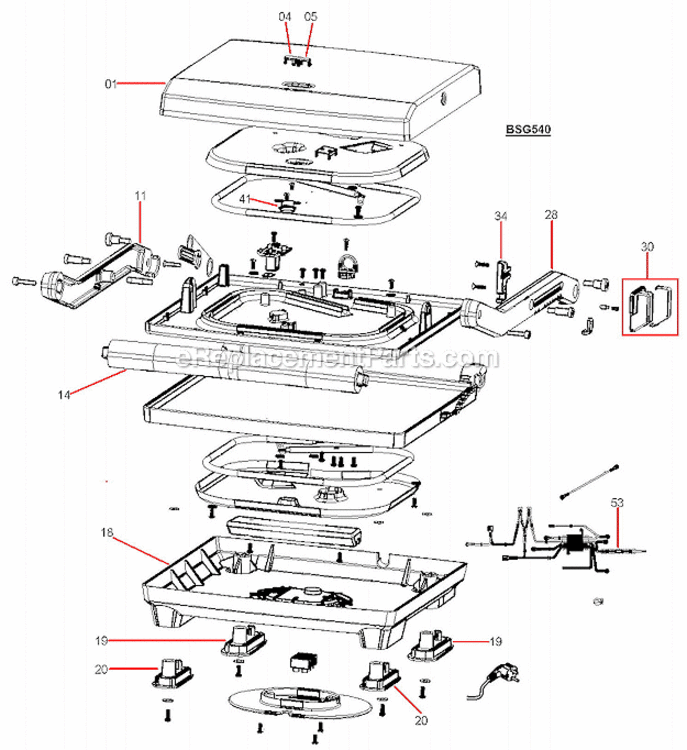 Page A Diagram and Parts List for BSG540XL  Breville Miscellaneous