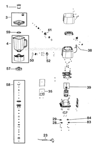 Page A Diagram and Parts List for BBL420XL  Breville Blender