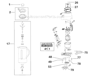 Cranberry_Red Diagram and Parts List for BBL605CBXL  Breville Blender