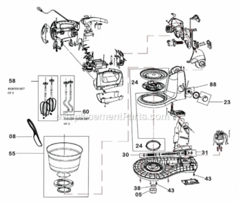 Page A Diagram and Parts List for BEM600XL  Breville Mixer
