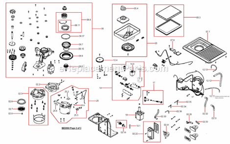 Page B Diagram and Parts List for BES860XL  Breville Espresso Machine