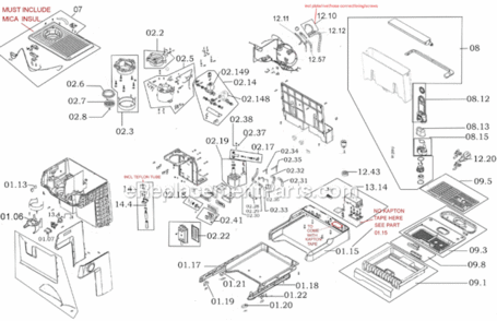 Page B Diagram and Parts List for BES870CBXL  Breville Espresso Machine