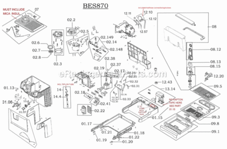 Part Location Diagram of SP0001564 Breville Hose Clip
