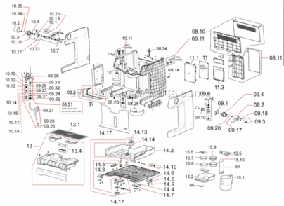 Cranberry_Red Diagram and Parts List for BES920CBXL  Breville Espresso Machine
