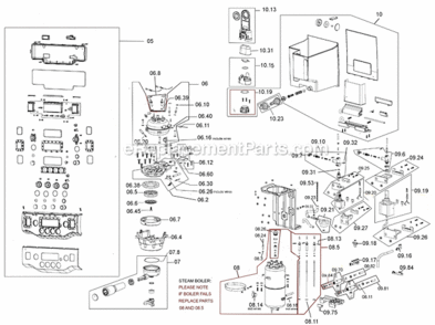 Page B Diagram and Parts List for BES980XL  Breville Espresso Machine