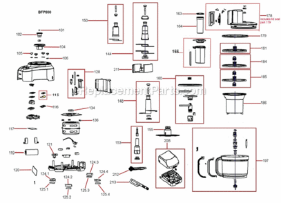 Black_Sesame Diagram and Parts List for BFP800BSXL  Breville Food Processor