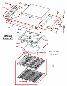 Page A Diagram and Parts List for BGR420XL  Breville Grill