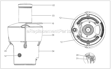 Page A Diagram and Parts List for BJE200XL  Breville Juicer