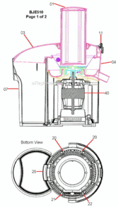 Page A Diagram and Parts List for BJE510XL  Breville Juicer