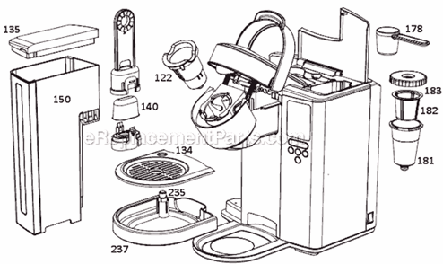 Part Location Diagram of BWF100NA Breville Water Tank Charcoal Filters - (6pk)