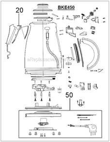 Page A Diagram and Parts List for BKE450XL  Breville Kettle