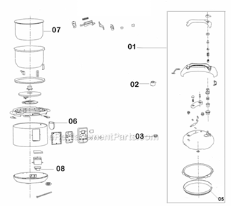 Page A Diagram and Parts List for BPR600XL  Breville Slow Cooker