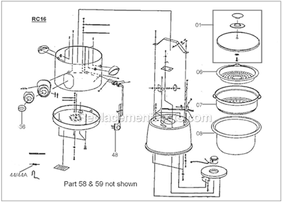 Page A Diagram and Parts List for RC16XL  Breville Rice Cooker Steamer