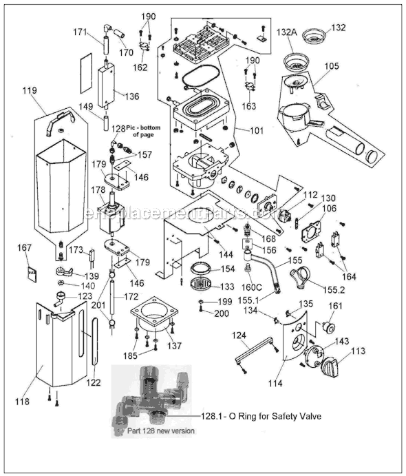 Page A Diagram and Parts List for ESP8XL  Breville Espresso Machine