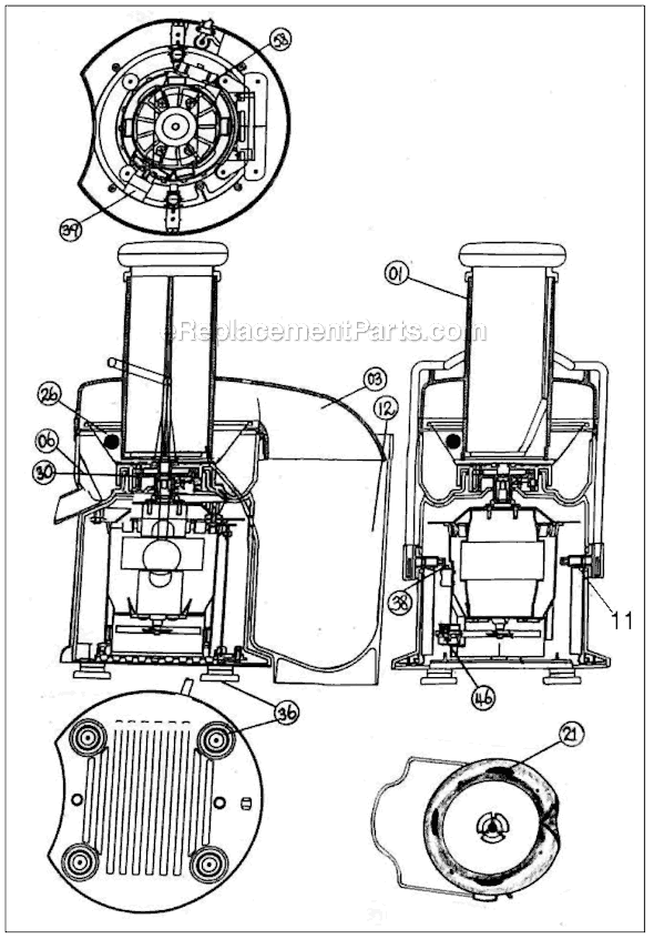 Page A Diagram and Parts List for JE98XL  Breville Juicer