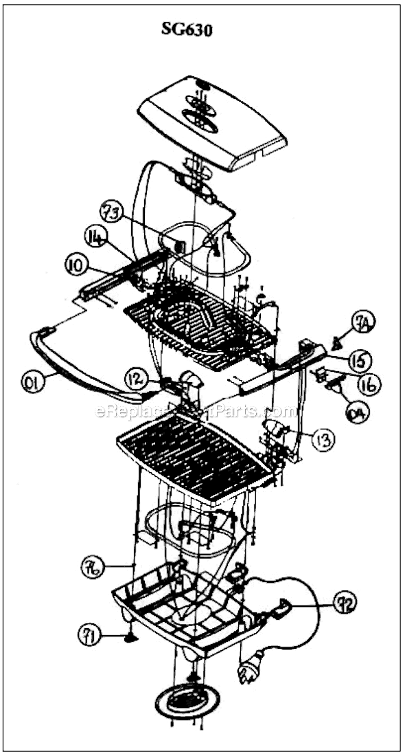 Page A Diagram and Parts List for SG630XL  Breville Grill