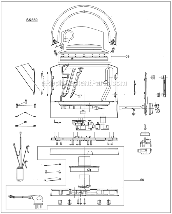 Page A Diagram and Parts List for SK550XL  Breville Kettle