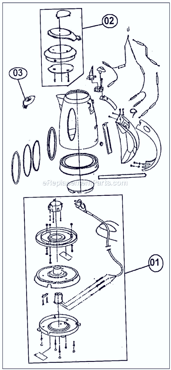 Page A Diagram and Parts List for SK85XL  Breville Kettle