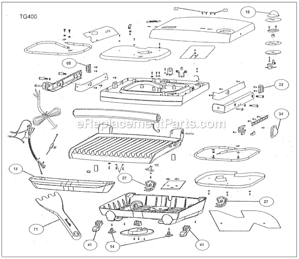 Page A Diagram and Parts List for TG400XL  Breville Grill