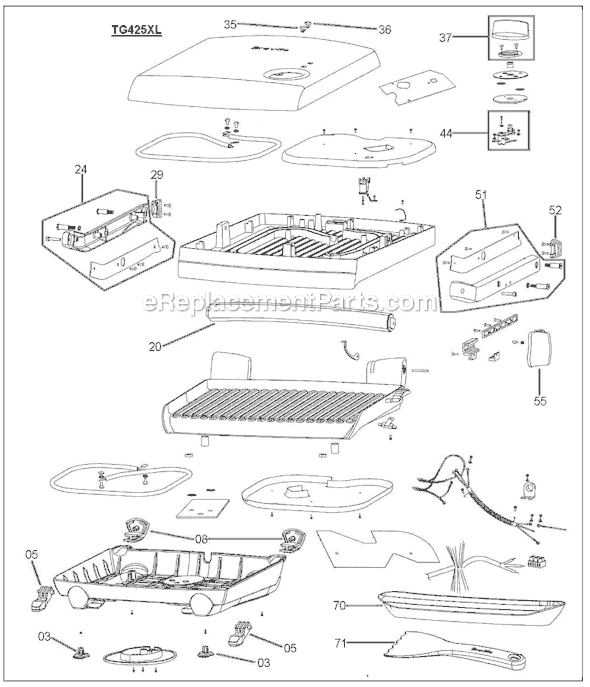 Page A Diagram and Parts List for TG425XL  Breville Grill