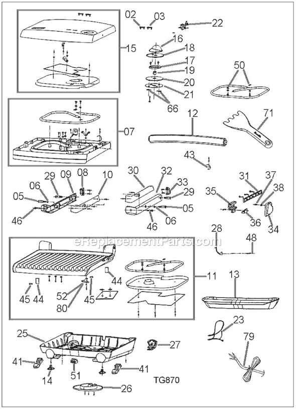 Page A Diagram and Parts List for TG870XL  Breville Grill