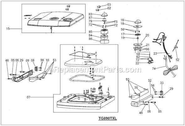 Page A Diagram and Parts List for TG890XL  Breville Grill