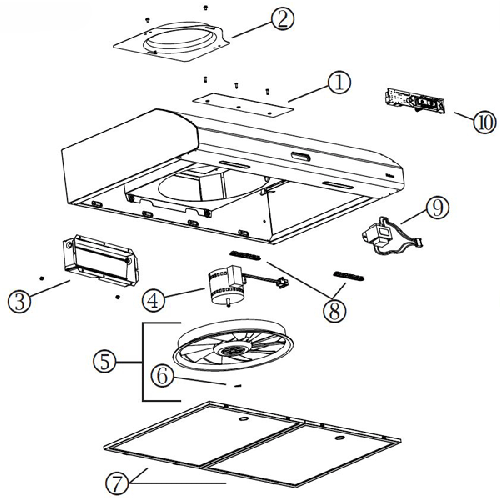 Diagram Diagram and Parts List for AHDA136SS  Broan Range Hood