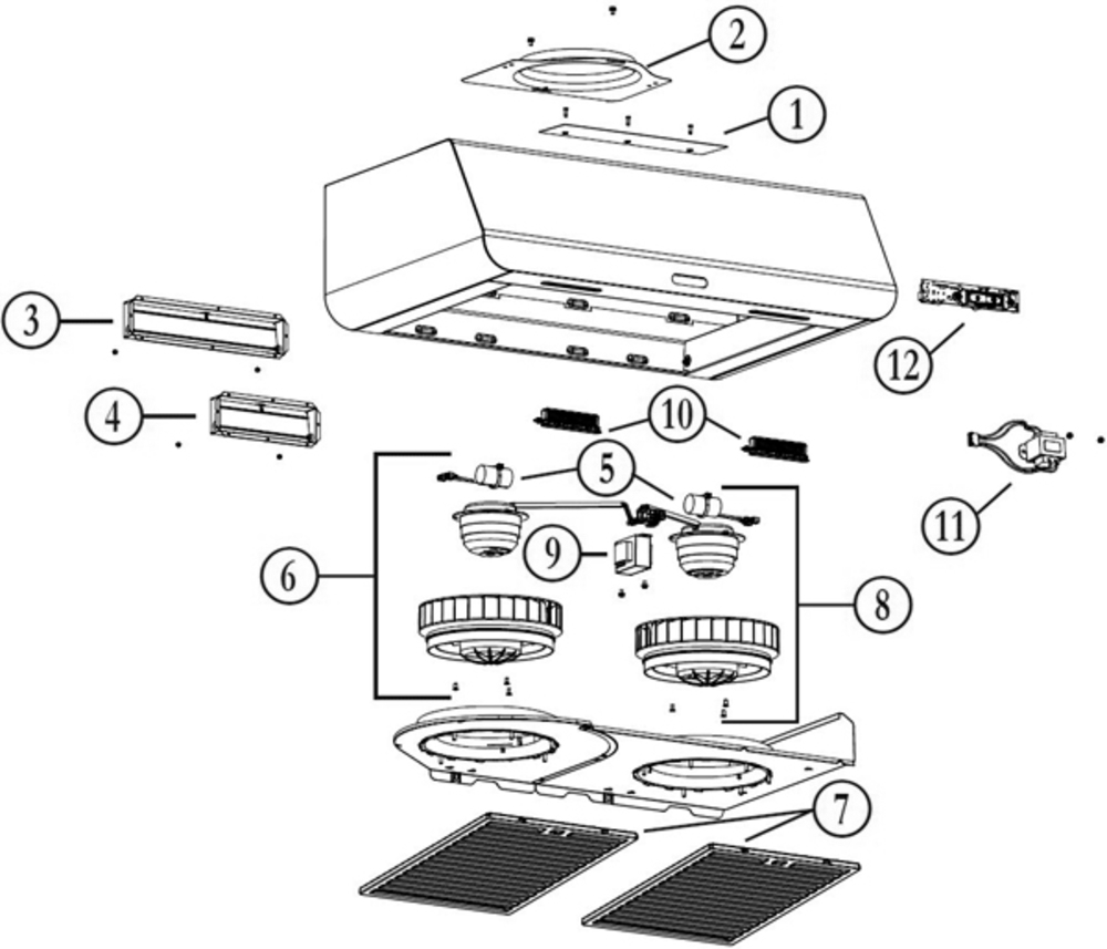 Part List Diagram and Parts List for EPLEC130SS  Broan Range Hood