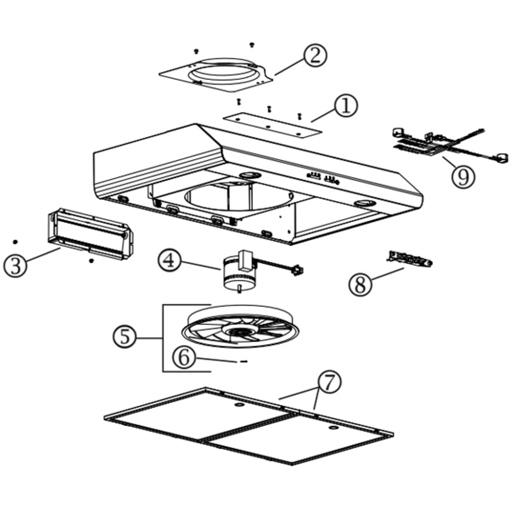 Part List Diagram and Parts List for NKSH130BL  Broan Range Hood