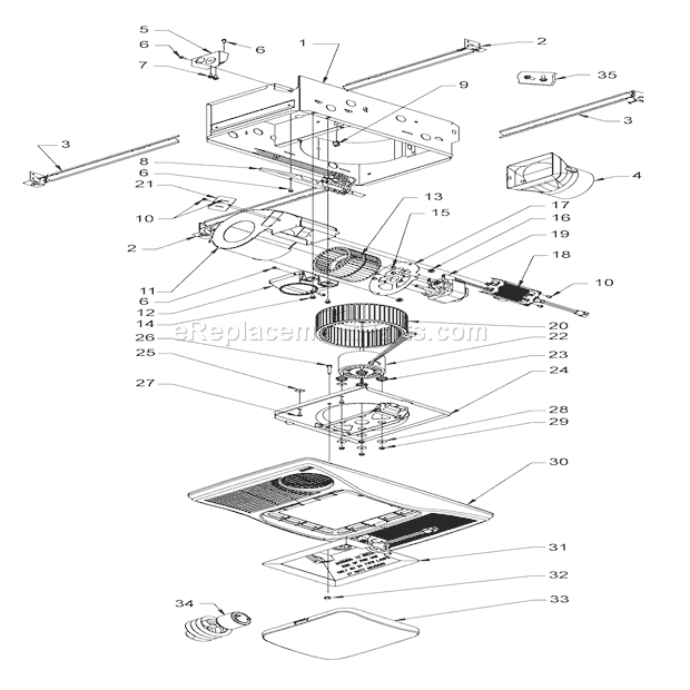 Page A Diagram and Parts List for 100HL  Broan Bath & Ventilation Fan