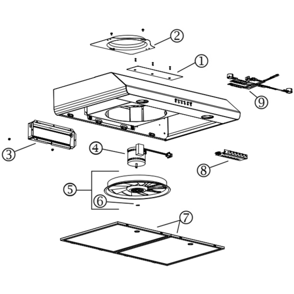 Part List Diagram and Parts List for BKSM130SS  Broan Range Hood