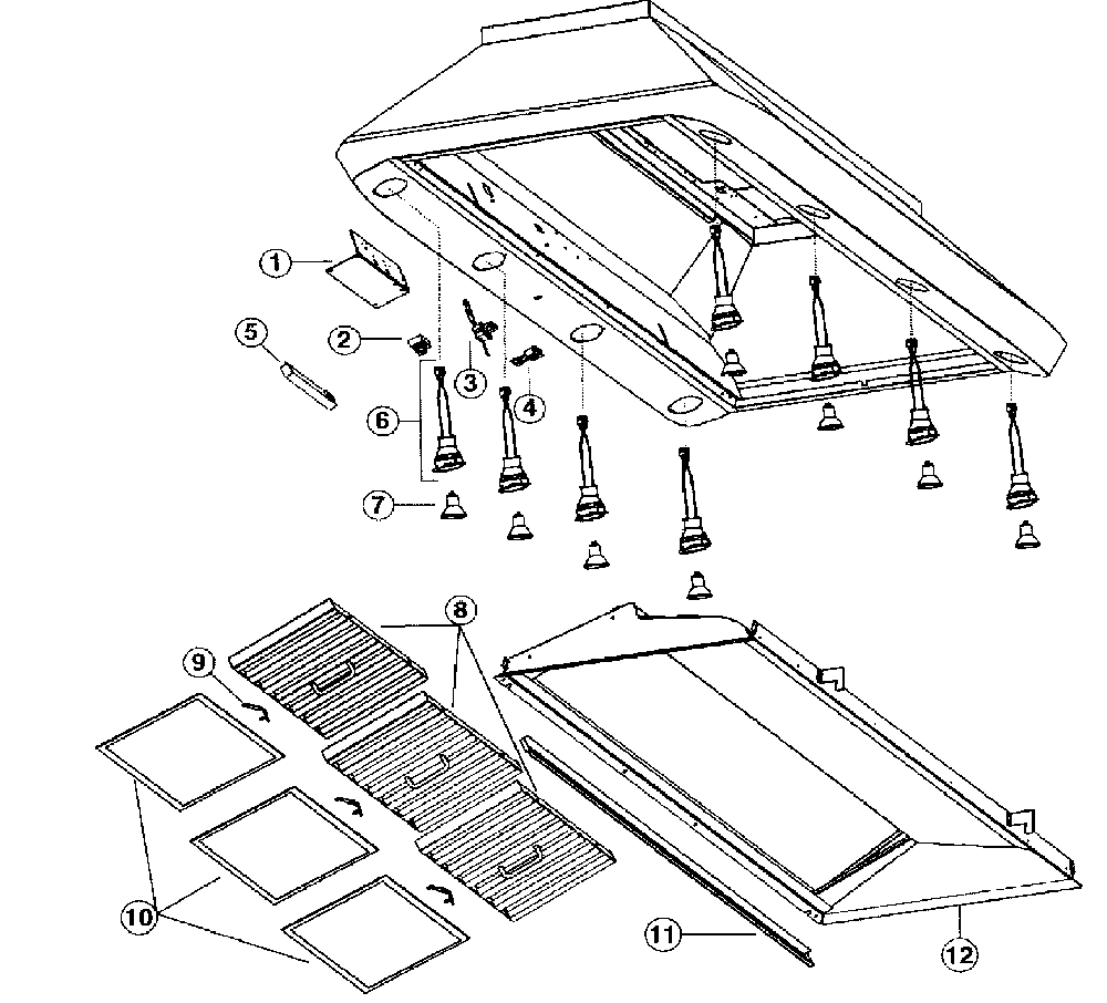Range hood Diagram and Parts List for IP29M  Broan Range Hood