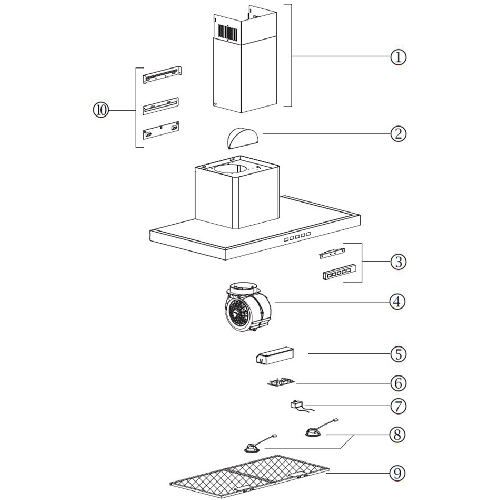 Diagram Diagram and Parts List for BWT2304SS  Broan Range Hood
