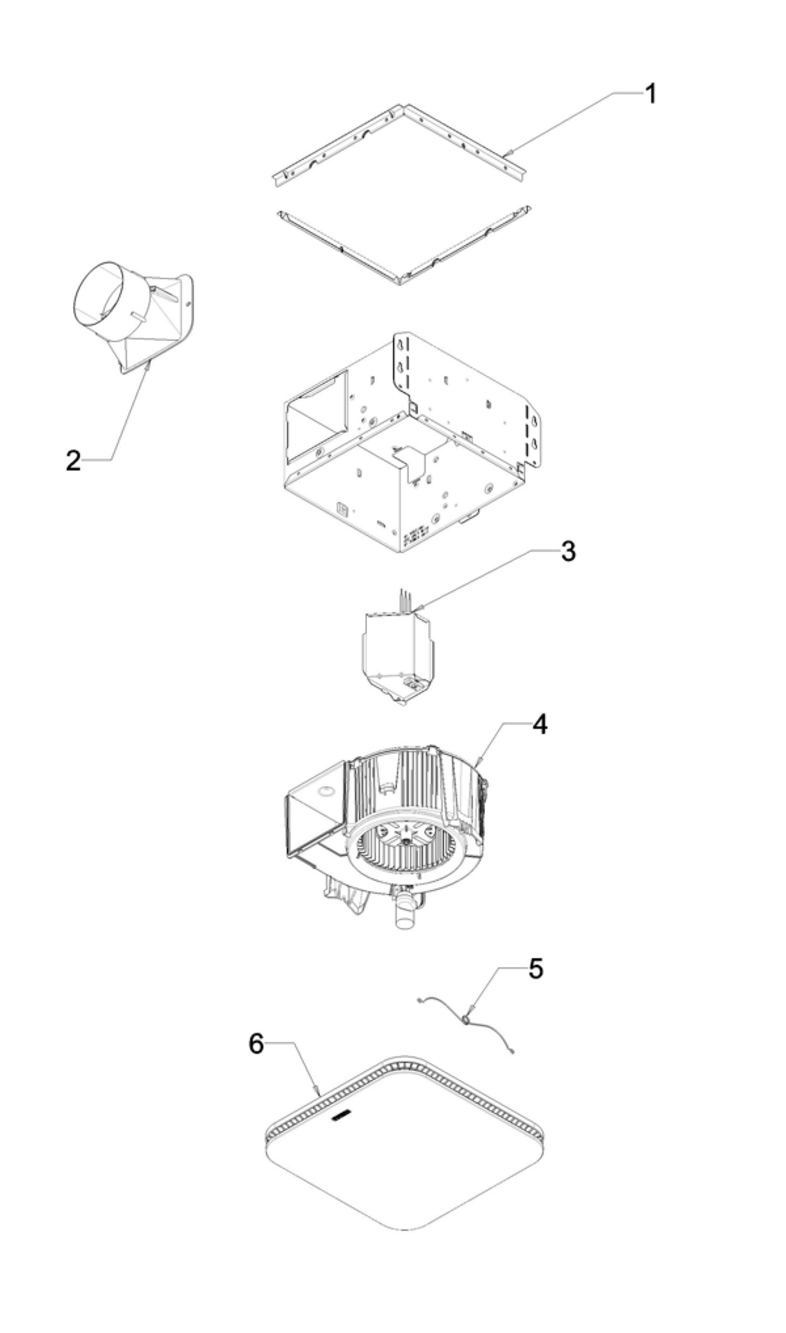 Part List Diagram and Parts List for AE110K  Broan Bath & Ventilation Fan