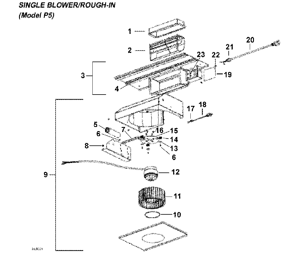 Blower p5 Diagram and Parts List for K210A30SS  Broan Range Hood