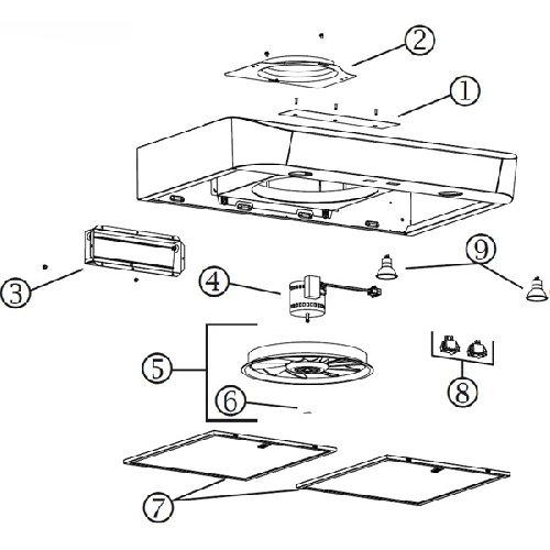 Diagram Diagram and Parts List for CLSC130WW  Broan Range Hood