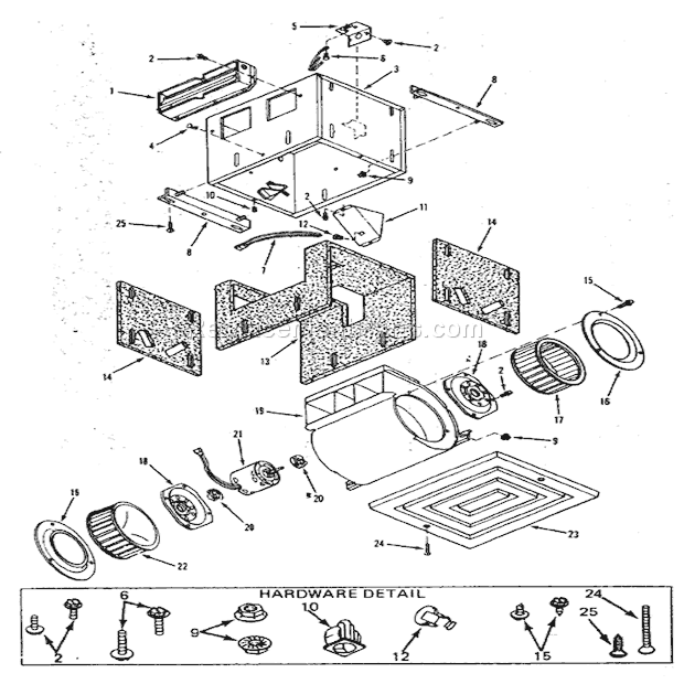 Page A Diagram and Parts List for 362  Broan Bath & Ventilation Fan