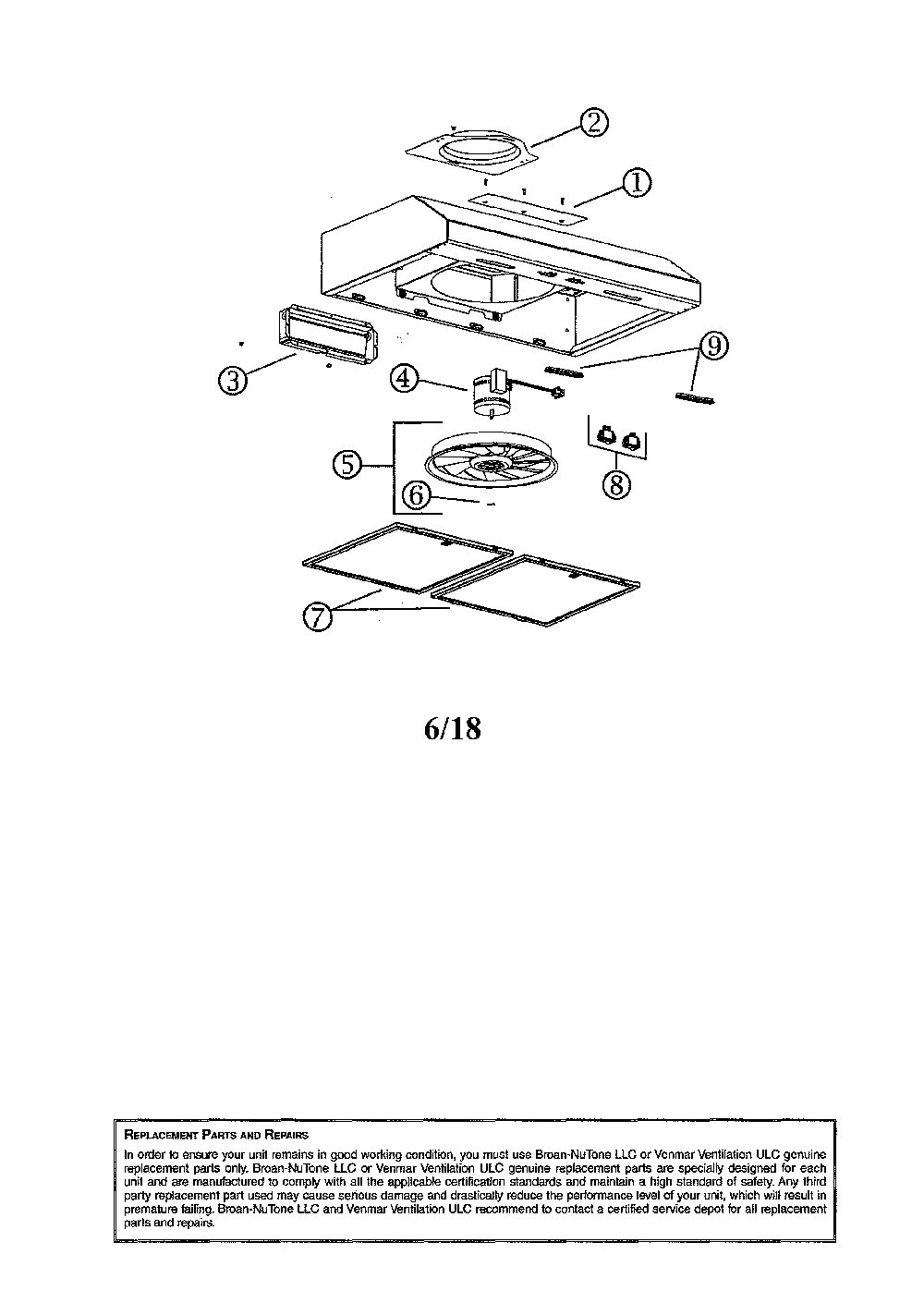 Range hood Diagram and Parts List for BCSEK130SL  Broan Range Hood