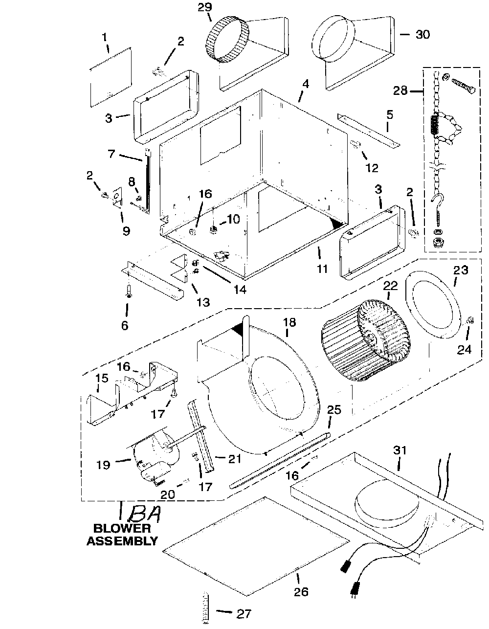 Main asy Diagram and Parts List for ILB9  Broan Bath & Ventilation Fan