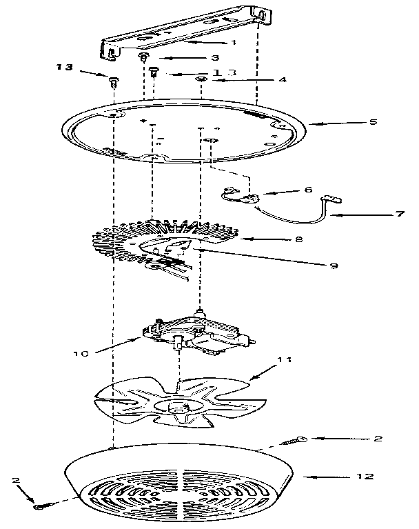 Replacement parts Diagram and Parts List for N155  Broan Ceiling Fan