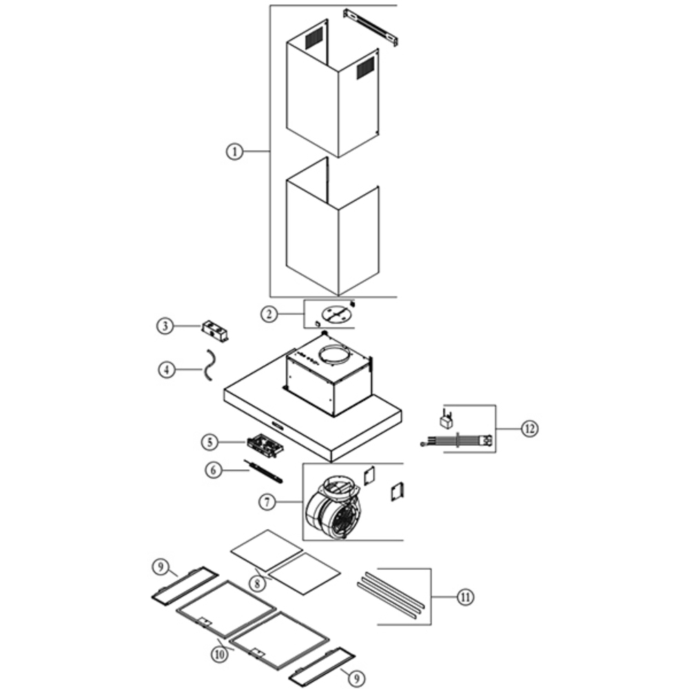 Part List Diagram and Parts List for EW4336BLS  Broan Range Hood