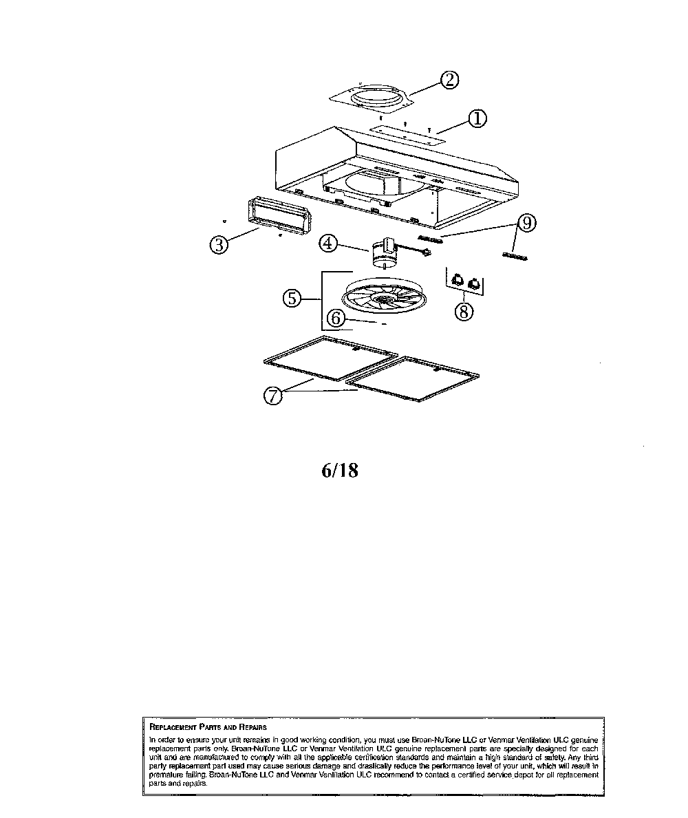 Range hood Diagram and Parts List for BCSEK130SS  Broan Range Hood