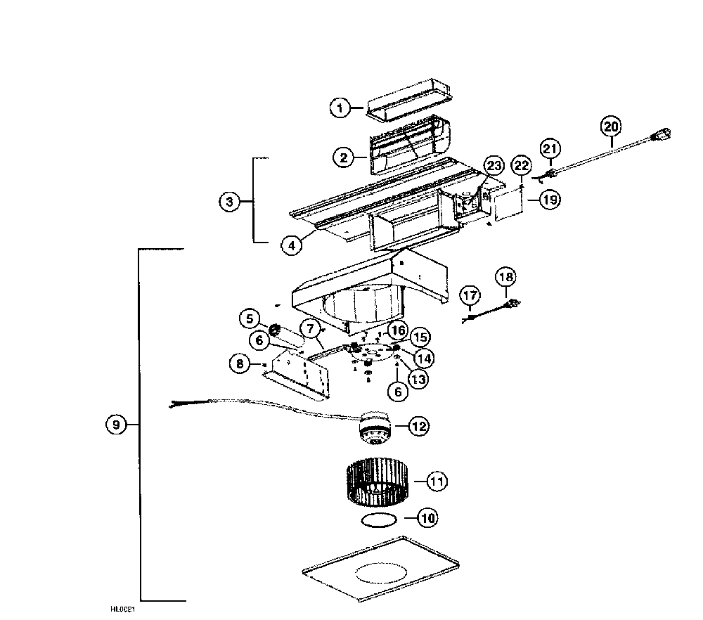 Blower p5 Diagram and Parts List for UP26M  Broan Range Hood