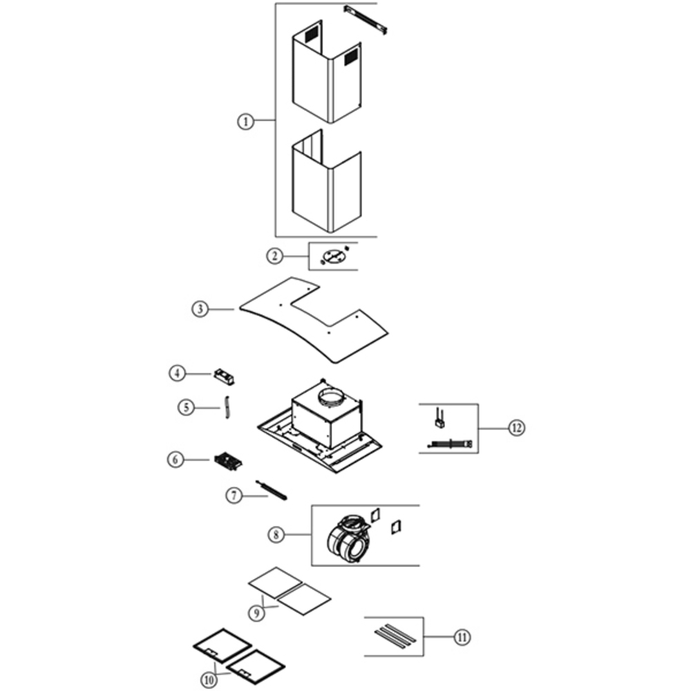 Part List Diagram and Parts List for EW4636SS  Broan Range Hood